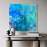 "“Depths of Blue” – Original Abstract Acrylic Painting (36” x 36”)" - Original Painting in blue by Sarah Mankin