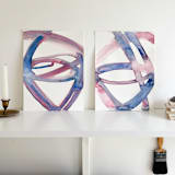 "Unicorn Cell Pair" - Original Painting in pink by Mary Gaspar
