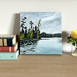 "'Sawbill Trail' original painting" - Original Painting in blue by Holly Whitcomb