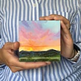 "Mini Sunset Oil Painting" - Original Painting in multicolorassorted-colors by Holly Whitcomb