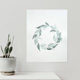 "Magnolia leaves wreath" - Original Painting in green by Angele Kamp