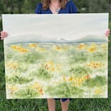 "Among the Wildflowers" - Original Painting in green by Holly Whitcomb