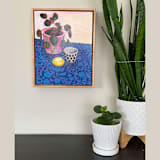 ""Expand" Pilea Plant and Lemon Still Life" - Original Painting in multicolor by Kara Aina