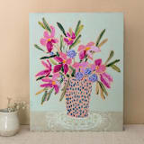 "Lace & Flowers No. 1" - Original Painting in pink by Lottie Aldarwish