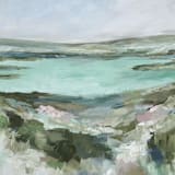 ""The Water Beyond the Hills" - 40 x 30 - Framed Original Painting" - Original Painting in multicolor by Sarah Mankin