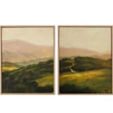 "Pink Hills" - Original Painting in green by Wendy Keller
