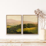 "Pink Hills" - Original Painting in green by Wendy Keller