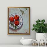 "Peaches on a Plate" - Original Painting in orange by Wendy Keller