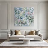 "“Veil of Blossoms” – 48x48 Original Painting" - Original Painting in multicolorassorted-colors by Sarah Mankin