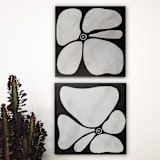 "Abstract Foliage | 12" x 12" | Set of 2" - Original Painting in black by Katie Zimpel