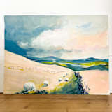 "Whispers of the Meadow Gouache Original Painting" - Original Painting in green by Lucrecia Caporale