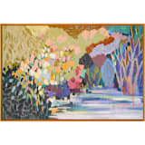 "Secret Lake in the Woods" - Original Painting in blue by Shina Choi