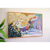 "Secret Lake in the Woods" - Original Painting in blue by Shina Choi