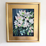 "Midnight Flowers- Still Life" - Original Painting in black by Green Barn Studio