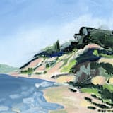 "Wellfleet Sand Dune" - Original Painting in blue by Green Barn Studio