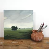 "Neutral Fields" - Original Painting in gray by Stephanie Goos Johnson