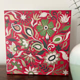 "Jade Poppy" - Original Painting in red by Devika Keskar