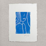 "Girl in Blue" - Original Painting in blue by Maja Cunningham