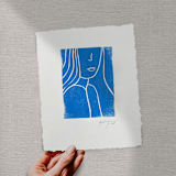"Girl in Blue" - Original Painting in blue by Maja Cunningham