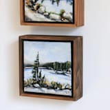"Snowy Lake - Framed" - Original Painting in natural by Weronika Zubek