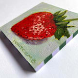 "Mini Strawberry Oil Painting" - Original Painting in multicolorassorted-colors by Holly Whitcomb