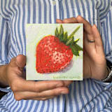 "Mini Strawberry Oil Painting" - Original Painting in multicolorassorted-colors by Holly Whitcomb