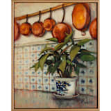 "Plant and Pots" - Original Painting in green by Wendy Keller
