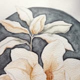 "Magnolia Grandiflora 02 original watercolor painting" - Original Painting in blue by Angele Kamp