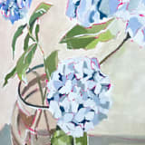 "Whispers in Bloom" - Original Painting in blue by Lucrecia Caporale