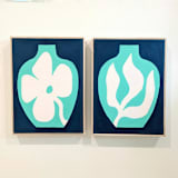 "Bloom and Stem - Set of 2 Original Acrylic Painting" - Original Painting in multicolor by Kate Sowinski
