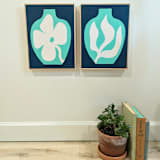 "Bloom and Stem - Set of 2 Original Acrylic Painting" - Original Painting in multicolor by Kate Sowinski