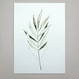 "Geometric Leaves" - Original Painting in green by Angele Kamp