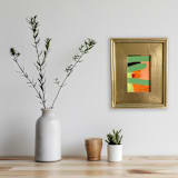 "Modernist Fence" - Original Painting in green by Jessalin Beutler
