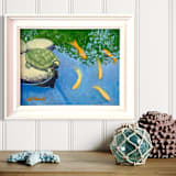 ""Peaceful Pond" Original Framed Oil Painting" - Original Painting in blue by Mary Hills Powell