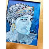 "Aphrodite, Godess of Love, in Blues" - Original Painting in blue by Green Barn Studio