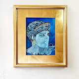 "Aphrodite, Godess of Love, in Blues" - Original Painting in blue by Green Barn Studio