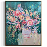 "“Abundance of Blooms” – 24x30 Framed Original Painting" - Original Painting in green by Sarah Mankin