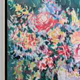"“Abundance of Blooms” – 24x30 Framed Original Painting" - Original Painting in green by Sarah Mankin
