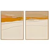 "August Haze Diptych (Pair)" - Original Painting in yellow by Caryn Owen