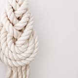 "Large Pipa Wall Knot, Off White" - Original Painting in beige by Damaris Kovach