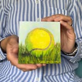 "Mini Tennis Ball Oil Painting" - Original Painting in multicolorassorted-colors by Holly Whitcomb