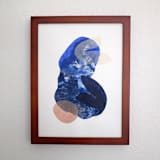 "ocean flora one" - Original Painting in blue by Carrie Moradi