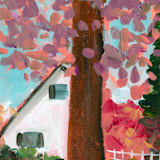 "Fall Cottage" - Original Painting in multicolor by Lindsay Megahed