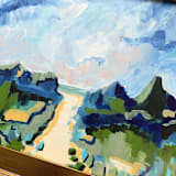 "Baker's Pasture, Through the Dunes" - Original Painting in blue by Green Barn Studio