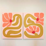 "Bloom Together - Set of 2 Original Acrylic Paintings" - Original Painting in multicolor by Kate Sowinski
