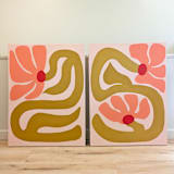 "Bloom Together - Set of 2 Original Acrylic Paintings" - Original Painting in multicolor by Kate Sowinski