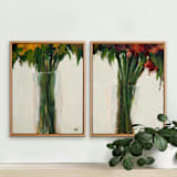 "Glass Vase Gold" - Original Painting in green by Wendy Keller