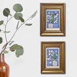 "Snowdrops - Set of 2" - Original Painting in blue by AlisonJerry