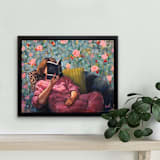 "A Good Book" - Original Painting in pink by Wendy Keller