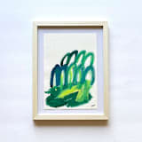 "Bunnyland " - Original Painting in green by bari wieselman schulman